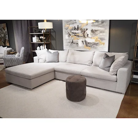 Casual 3-Seat Sectional Sofa with LAF Wide Chaise
